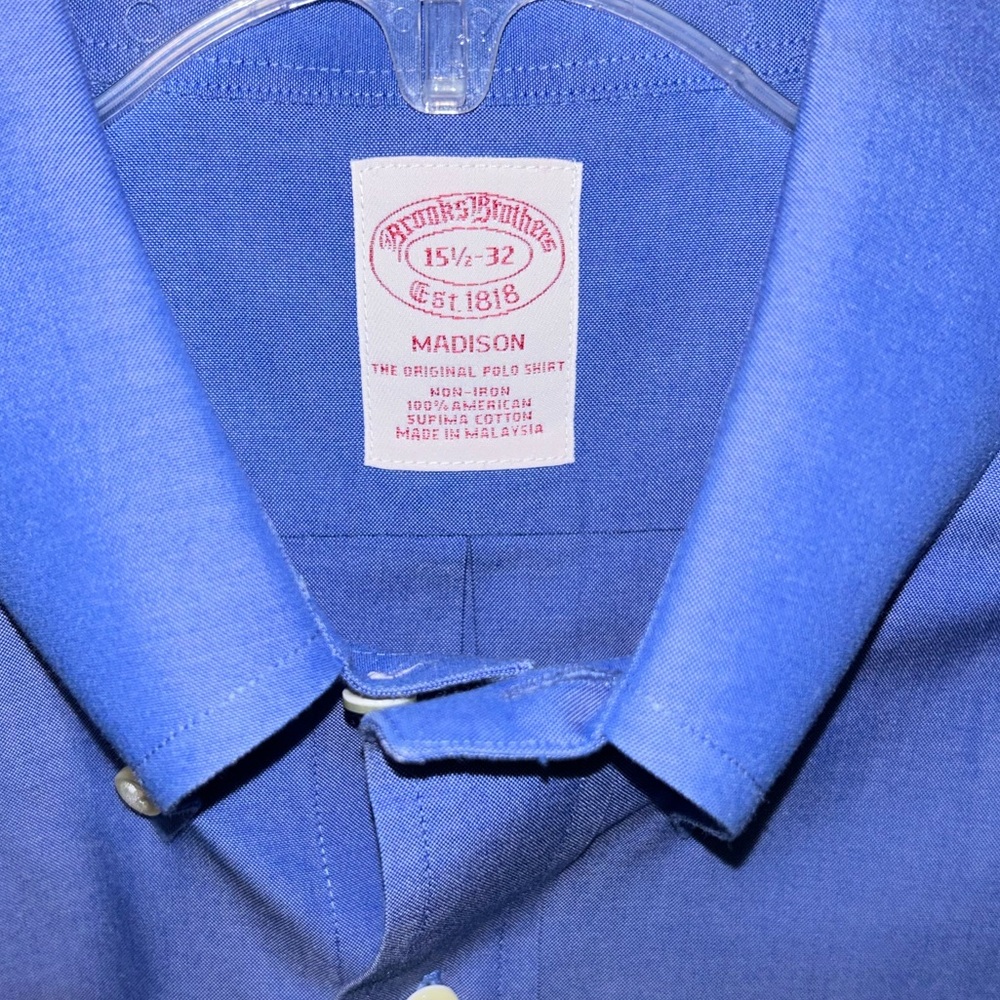 Brooks Brothers‎ “Madison” blue, non iron, long sleeve dress shirt sz 15.5, 32 - Picture 2 of 7